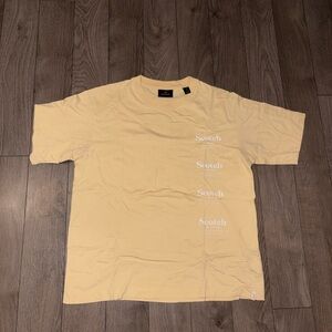 Scotch & Soda Pale Yellow Tee with Vertical White Logo
